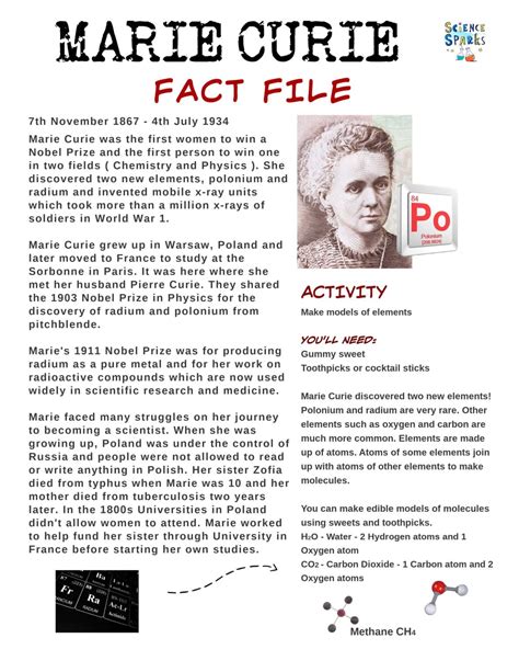 marie curie fact file